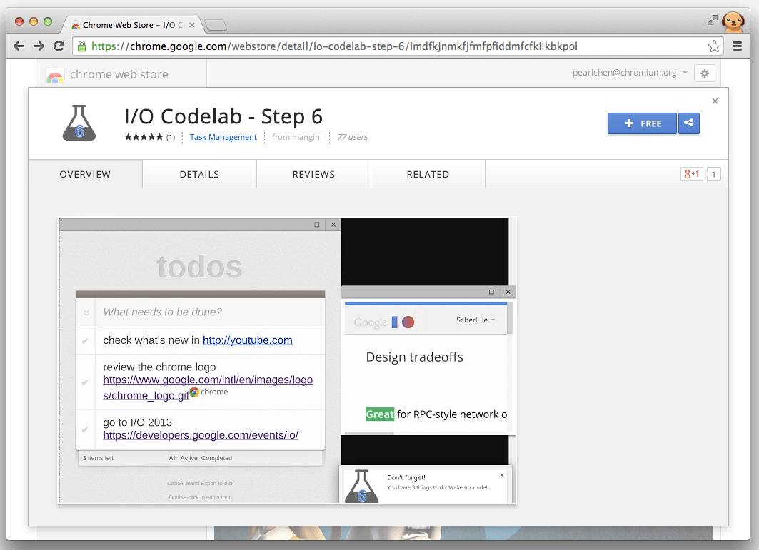 The Todo app in the Chrome Web Store