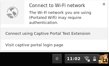 Captive portal notification