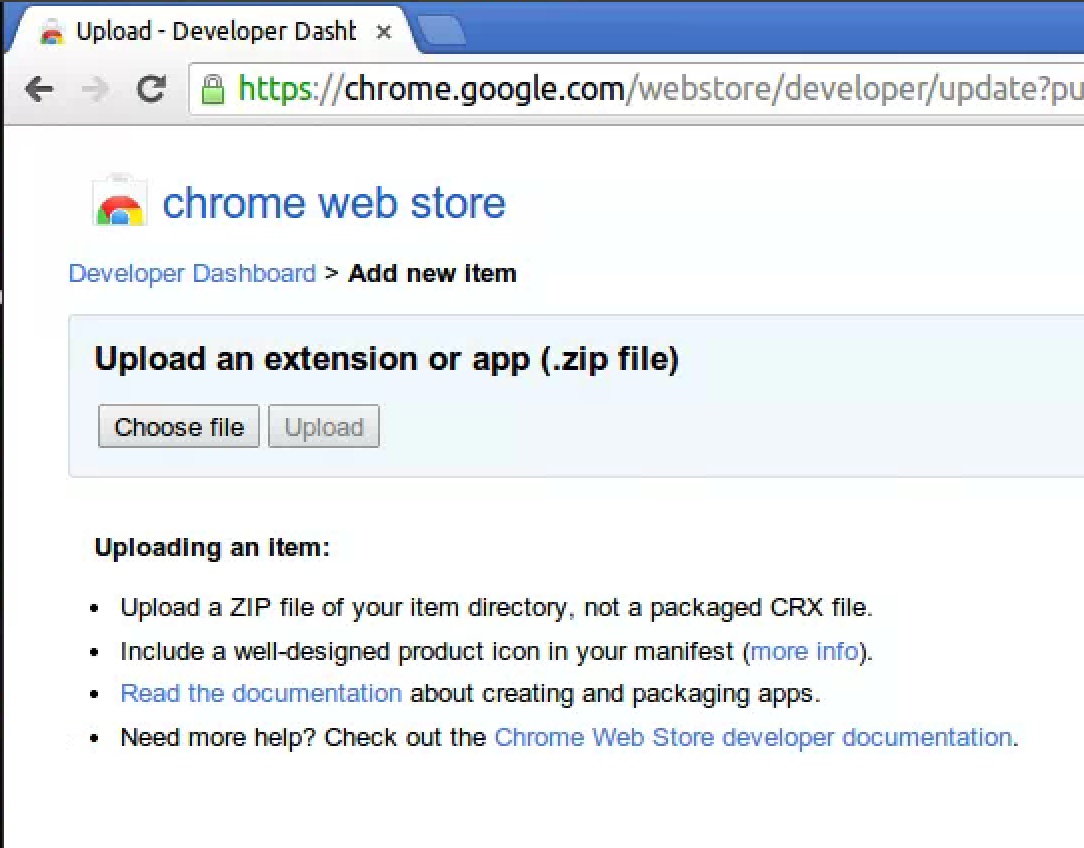 Chrome Web Store Developer Dashboard