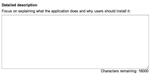 screenshot of the Detailed Description section for an app
